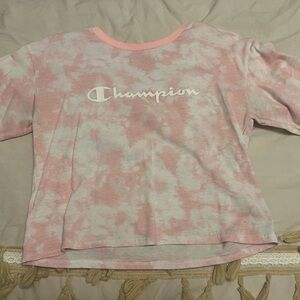Champion Pink and White Tie-Dye Women's Top